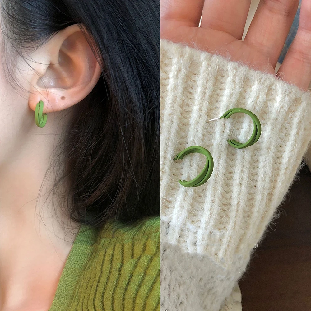 Серьги-капли зеленые металлические guangtuo