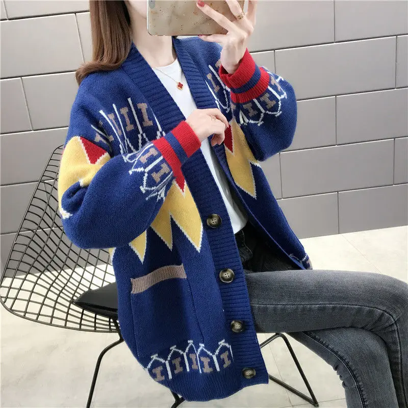 

Cardigans Female Autumn Winter Knitwear 2022 Korean Loose Women Knitted Sweater Long Thick Long Sleeve Sweater Jacket Feminina