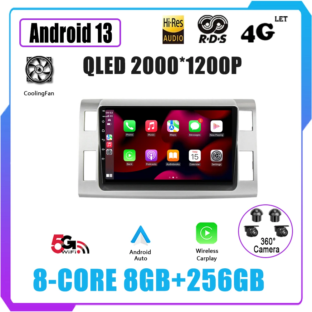 

Car Radio Multimedia System Navigation GPS Stereo Auto No 2Din DVD Android 13 For Toyota Previa 3 III XR50 Estima 2006 - 2019
