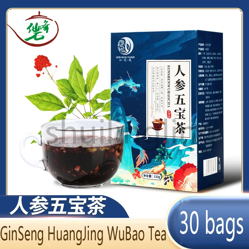 Женьшень Wubao Чай 150 г Huangjing Poria Cocos Medlar муж без почек пакет для приготовления чая