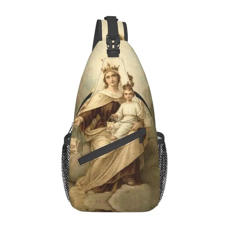 

Our Lady Of Mount Carmel Sling Bag Men Fashion Catholic Virgin Mary Shoulder Chest Crossbody Backpack Cycling Camping Daypack