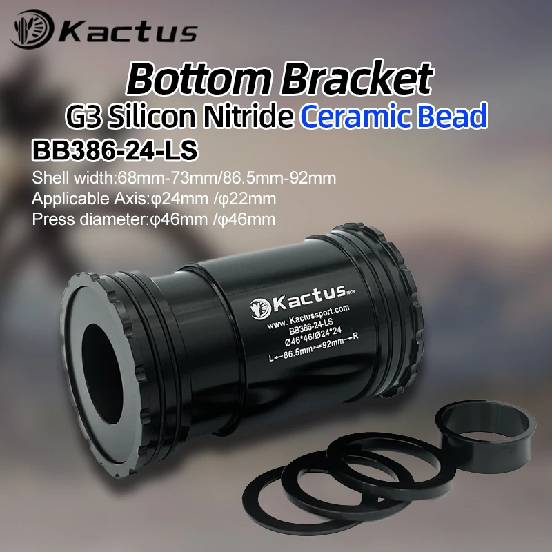 KACTUS Ceramic Bottom Bracket BB386 Lock Shaft Central Movement Durable MTB BB Fit for Shimano SRAM GXP 24mm Crankset Bike Parts