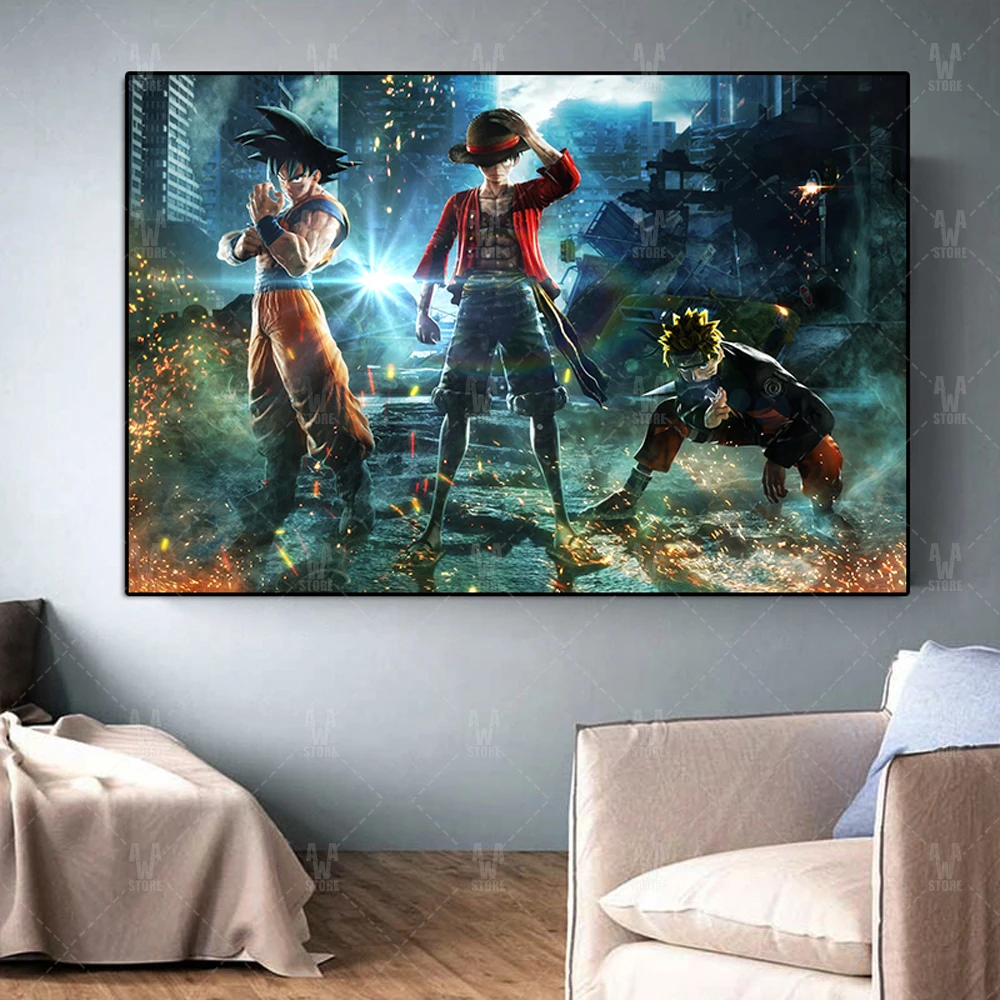 Аниме Гоку обезьянка D. Luffy And постер Наруто Печать Цельный Драконий жемчуг холст