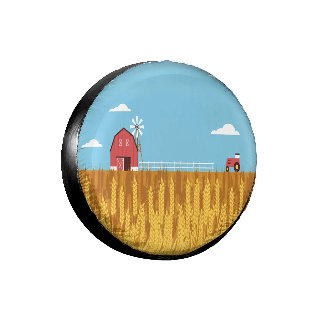 

1PC Car Spare Tire Cover Wheat Field With Truck Car Polyester Auto Wheel Tire Storage Bag Vehicle Tyre Dust-proof Protector
