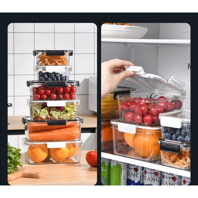 

Refrigerator Food Storage Box Clear Container with Lid Vegetables and Fruits Container Sealed Tank Dustproof Square Snack Box