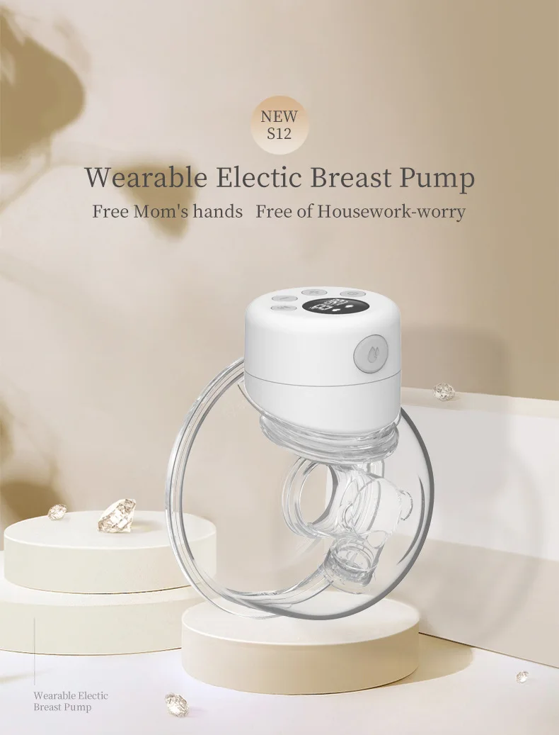 Wearable breast pump LED display hands-free, silent, large suction small and portable
