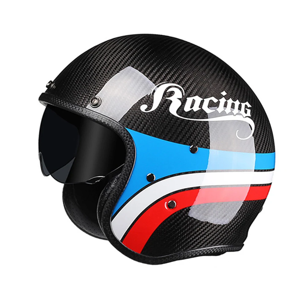 

Japan Korea Genuine Carbon Fiber Motorcycle Open Face Helmet Vintage Electric Scooter Riding Jet Casque Moto Casco DOT Approved