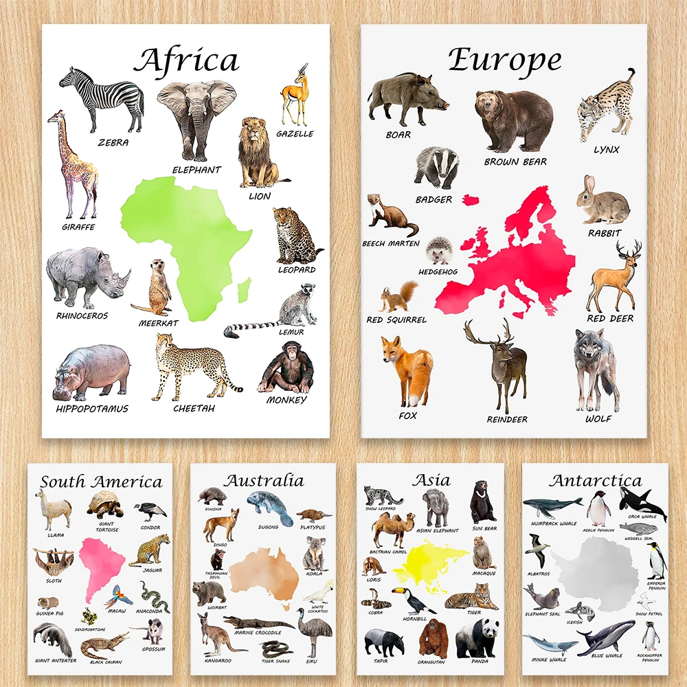 Плакат Южной Америки Антарктика животные принты холст картина декор для