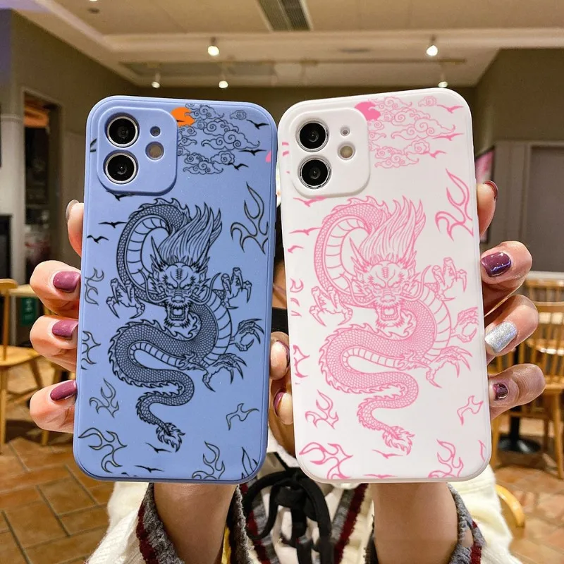 

Чехол для телефона Dragon для IPhone 14 11 12 13 Pro Max X XR XSMax 6 6S 7 8 Plus SE 2022, Мягкий Квадратный цветной чехол для телефона