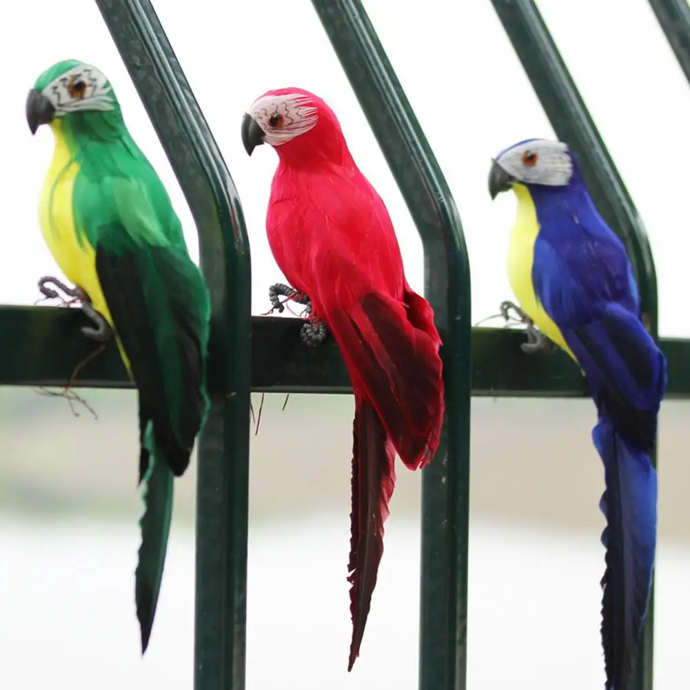 

25cm Handmade Simulation Parrot Creative Feather Lawn Figurine Ornament Animal Bird Garden Prop Decoration 12/13/14/15/16CM