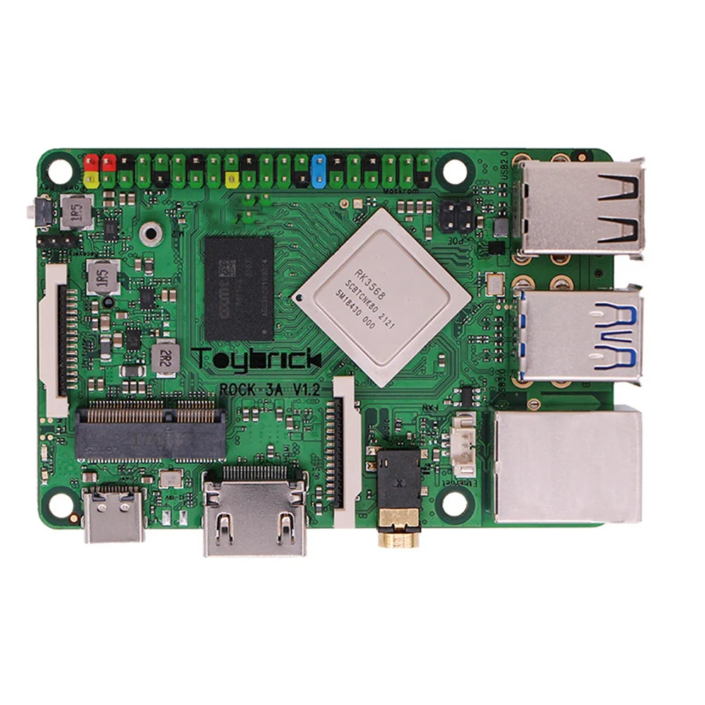 

Для Rock Pi 3A Rockchip RK3568 Quad Core Cortex-A55 RAM WiFi6 + Bluetooth 5,0 Android 11 NPU AI макетная плата (2 ГБ)