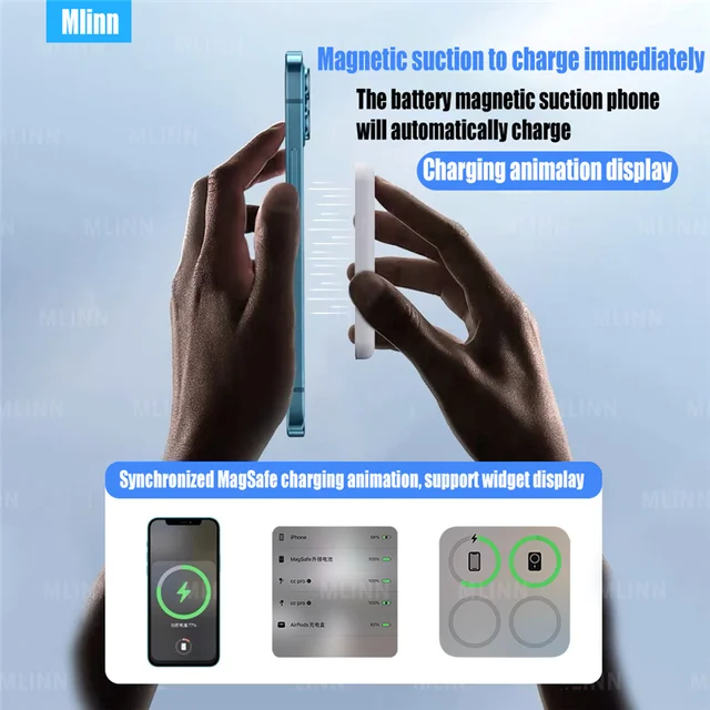 10000mAh Macsafe Powerbank Magnetic Wireless Power Bank Mobile Phone External Portable Battery For iphone 13 12 Pro Max Charger 2