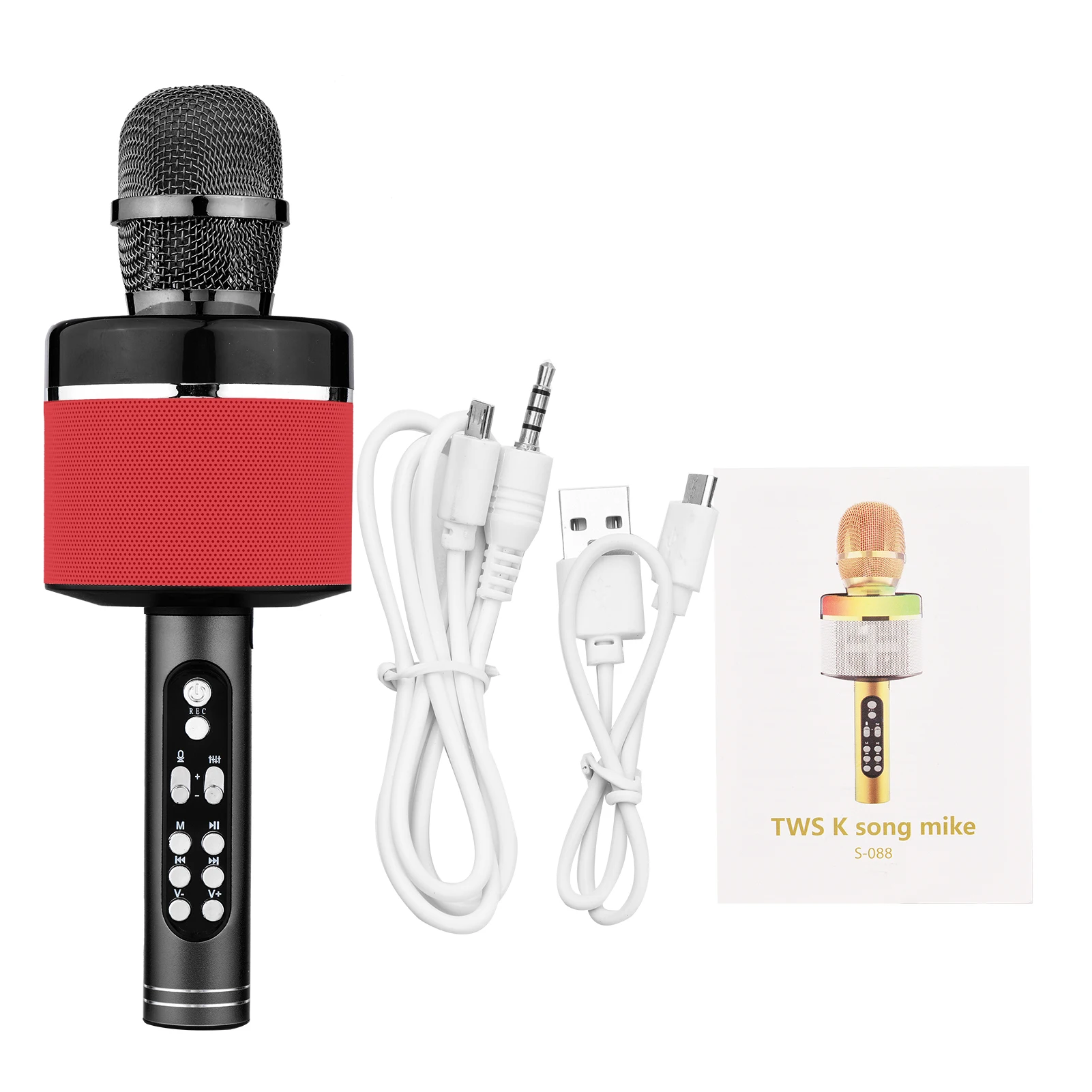 

Wireless BT Karaoke Microphone Portable Handheld Mic Speaker Machine 1800mAh Rechargeable Loudspeaker for Home Party Singing