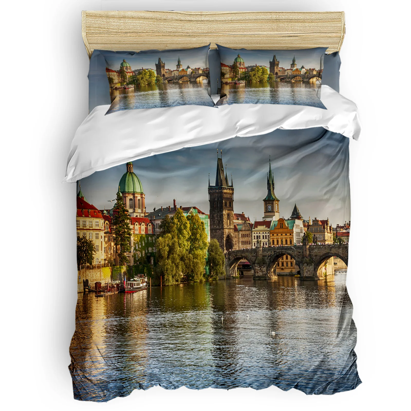 

River Bridge Building Comfortable Household Goods Bedroom Bed Luxury Duvet Cover 2/3/4 Pieces