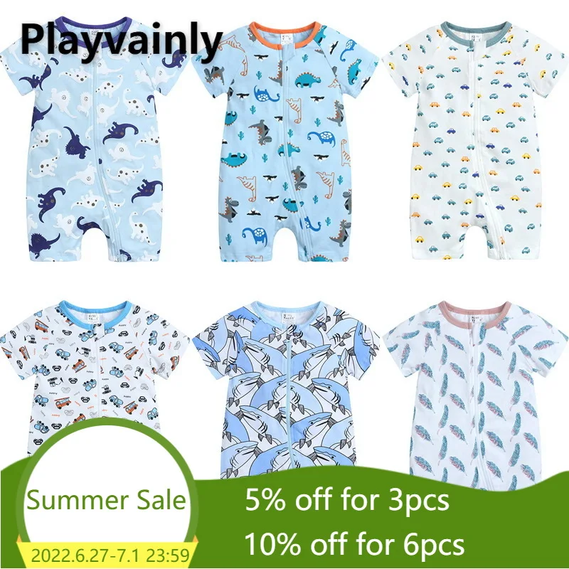 

Summer Baby Boy Girl Romper Cartoon printing cotton short sleeve thin Jumpsuit Newborn Clothing 0-3T E100205
