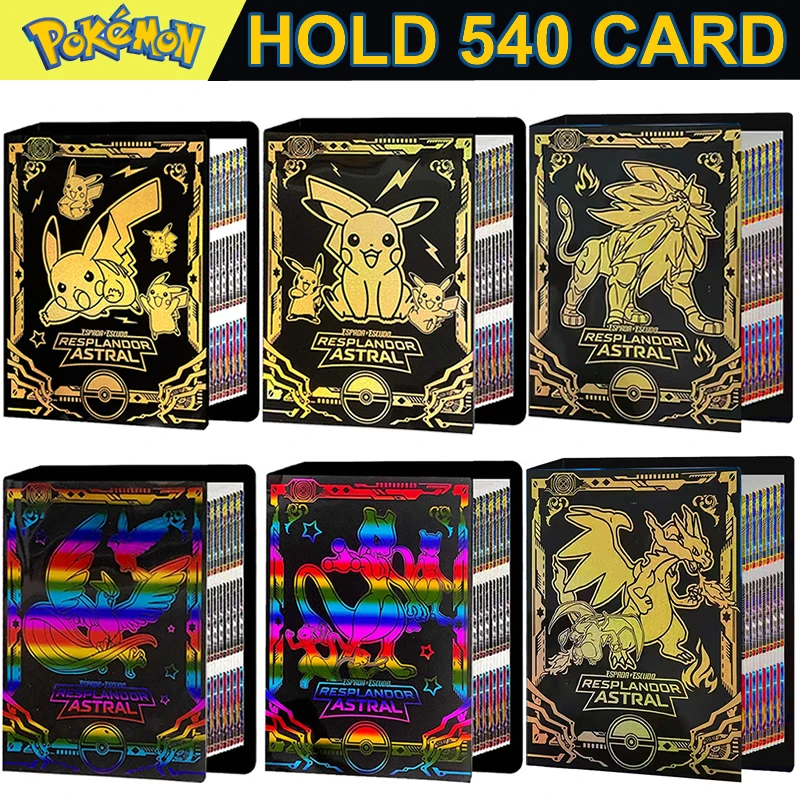 

9 Pocket Pokemon Black Gold Album Card Book for Children Cartoon Pikachu Charizard Game Collection Book Kids Toys Birthday Gift