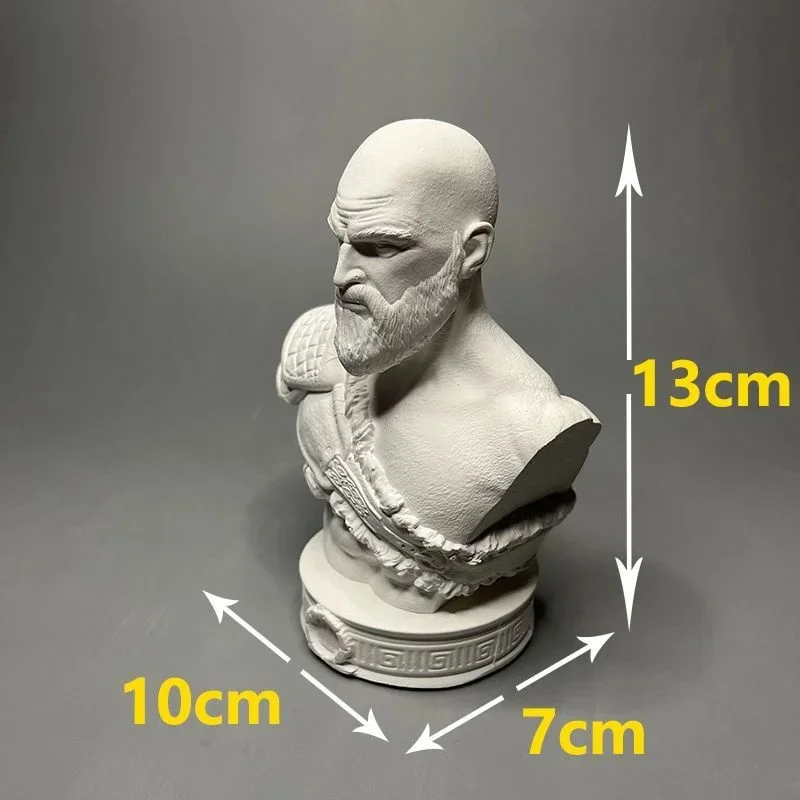 Фото Гипсовая статуя God Of War Кратос Бюст Скульптура Креативные персонализированные украшения Специальные праздничные подарки №2
