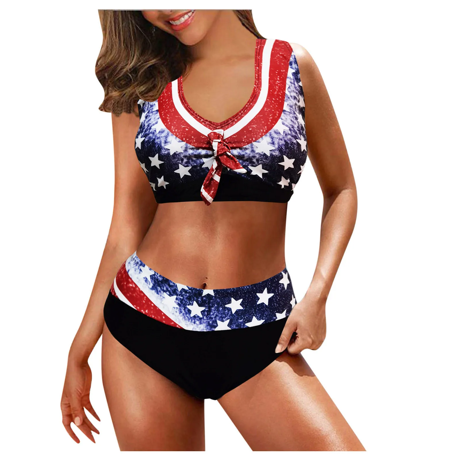 

New Day Women's Wading Swimsuit Split Sports Independence Flag Swim Swimwear Swimwears Tankinis Set Swimwears crochet bikini