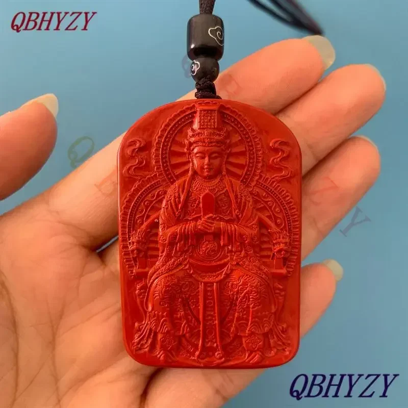 Подлинная натуральная красная богиня Cinnabar Matsu of the Sea Mazu Bless безопасное ожерелье с