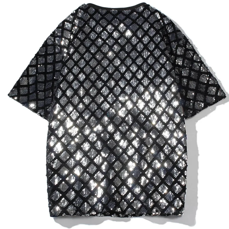 1207 Gold Silver Black Summer T Shirt Men O Neck Bright T-shirt Korean  Style Streetwear Short Sleeves Blouse Hip Hop Sequins - купить по выгодной  цене | AliExpress
