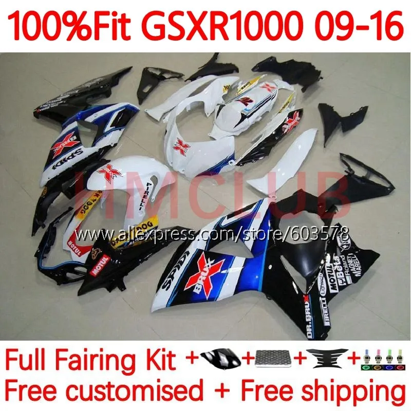 

Injection For SUZUKI K9 GSXR 1000 GSXR1000 Blue X white 2009 2010 2011 2012 2013 2014 2015 2016 GSXR-1000 09 16 Fairing 102No.11