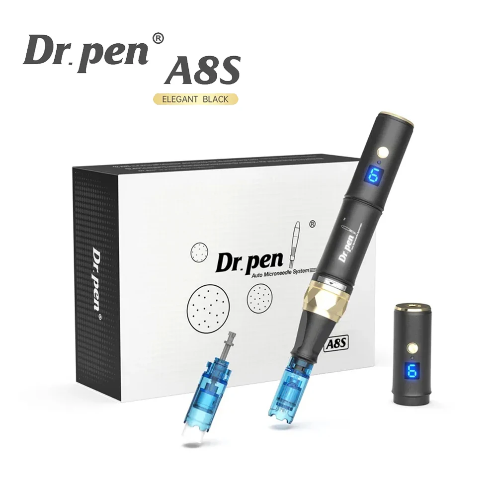 2023 Latest Dr.pen A8S Black Dermapen Combine Wireless And Wired Model 6 Levels Digital Display With Anti-backflow Cartridges