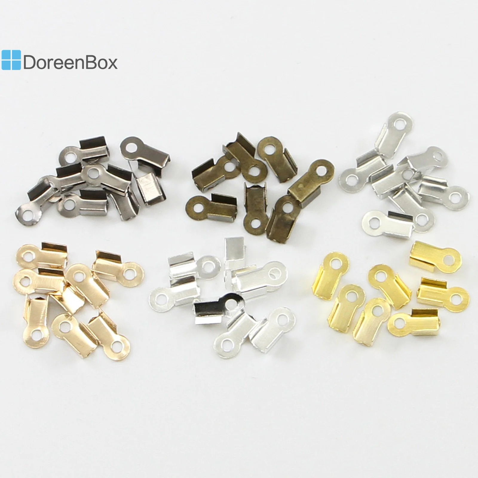 

200pcs Rectangle Cord End Crimp Caps Gold Silver Color Glossy Iron Necklace Head Clip for DIY NecklaceJewelry Accessories