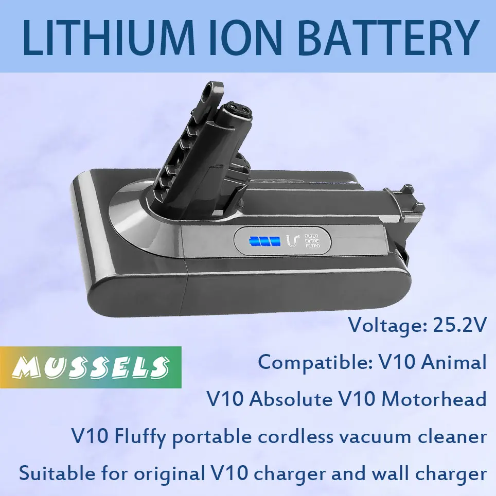 

25.2V V10replacementbattery, compatible with V10 Animal V10Fluffy V10Total Clean cordless vacuum cleaner lithium-ionbattery