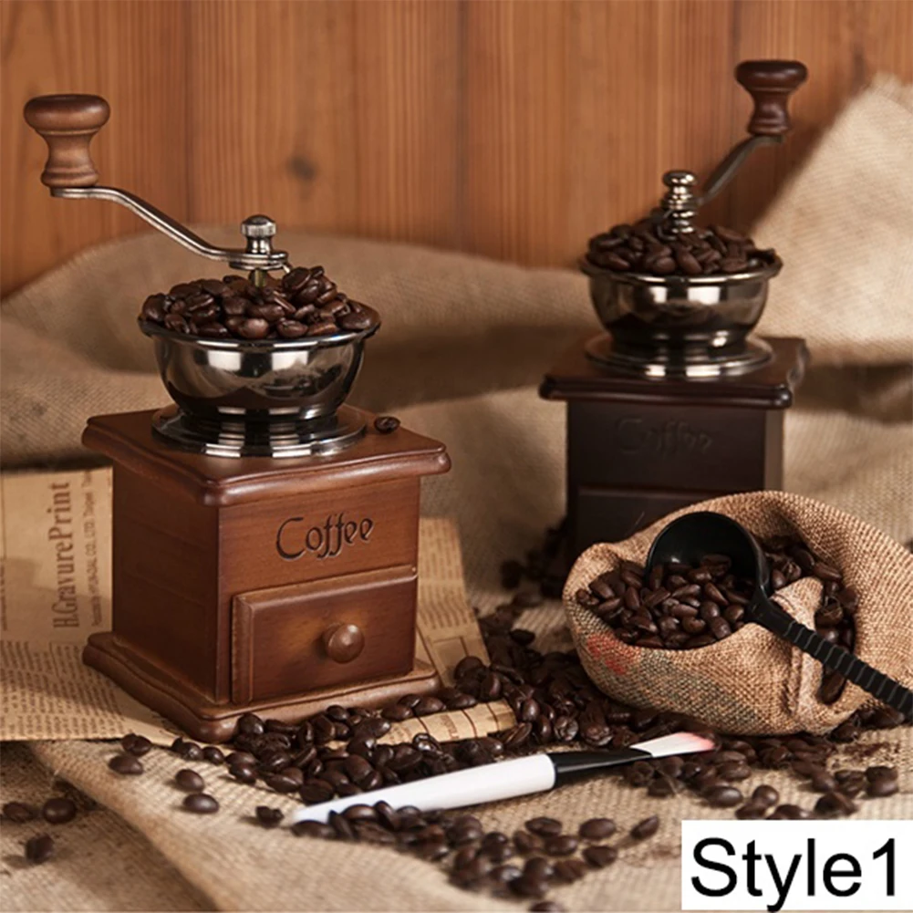 

Retro Coffee Grinder Mini Home Coffee Bean Grinder Elm Manual Coffee Mill Hand Coffee Machine