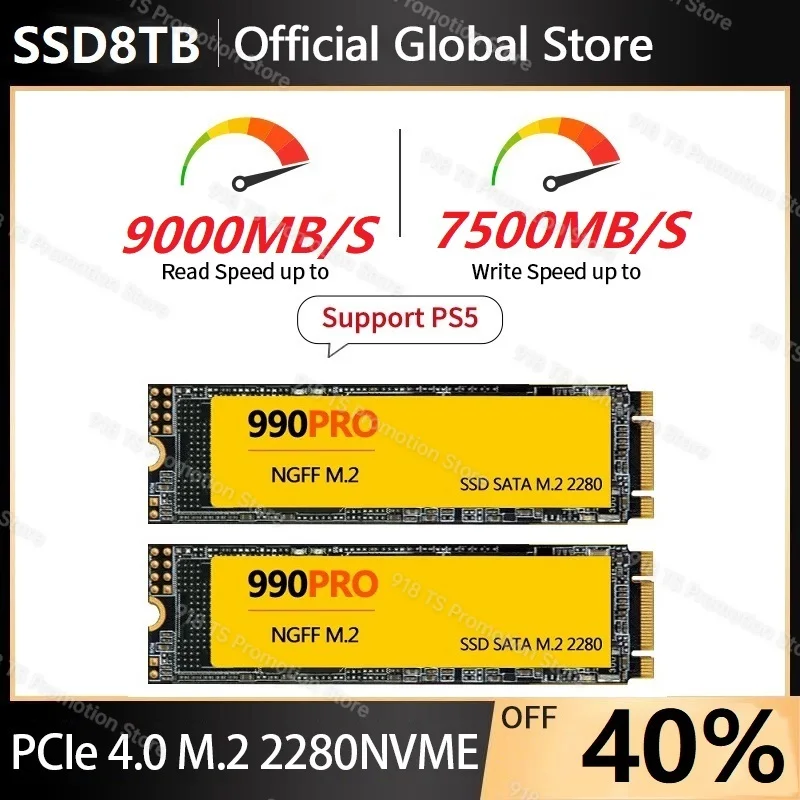 

Твердотельный накопитель M.2 PCI-e NVMe SSD 1 ТБ, M2 PCIe 5,0 внутренний 2280 990pro жесткий диск HDD 2 ТБ 4 ТБ SSD nvme m2 для ноутбука ps5