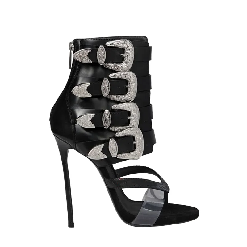 Босоножки женские на высоком каблуке пикантные сандалии-гладиаторы с открытым