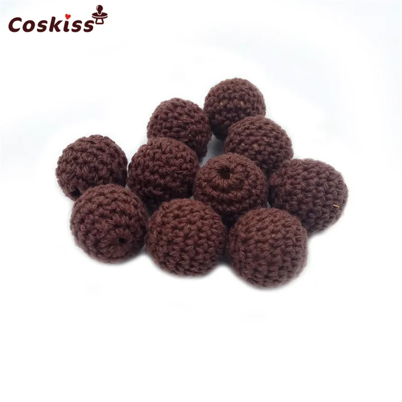 

10pcs Elegant Crochet Beads Available For Choose Knitted By Cotton Thread DIY Wooden Teether Jewellery Making,Crochet ball Beads