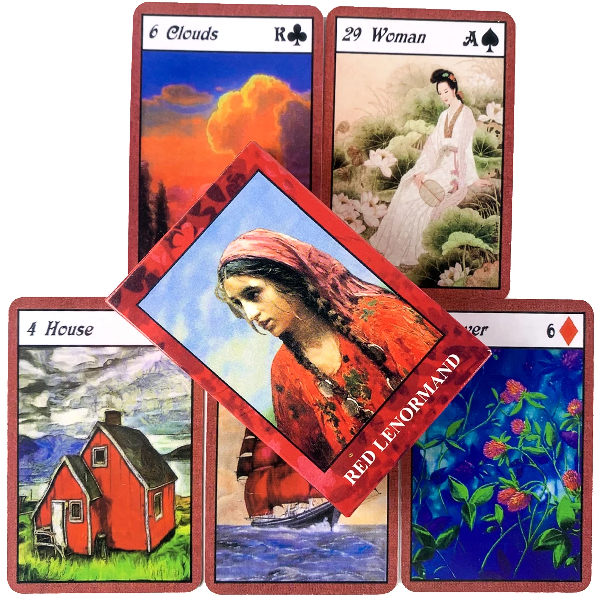 

Red Lenormand Oracle Cards Divination Fortune Telling Tarot Cards Board Game A Great Gift for Beginners or Tarot Enthusiasts