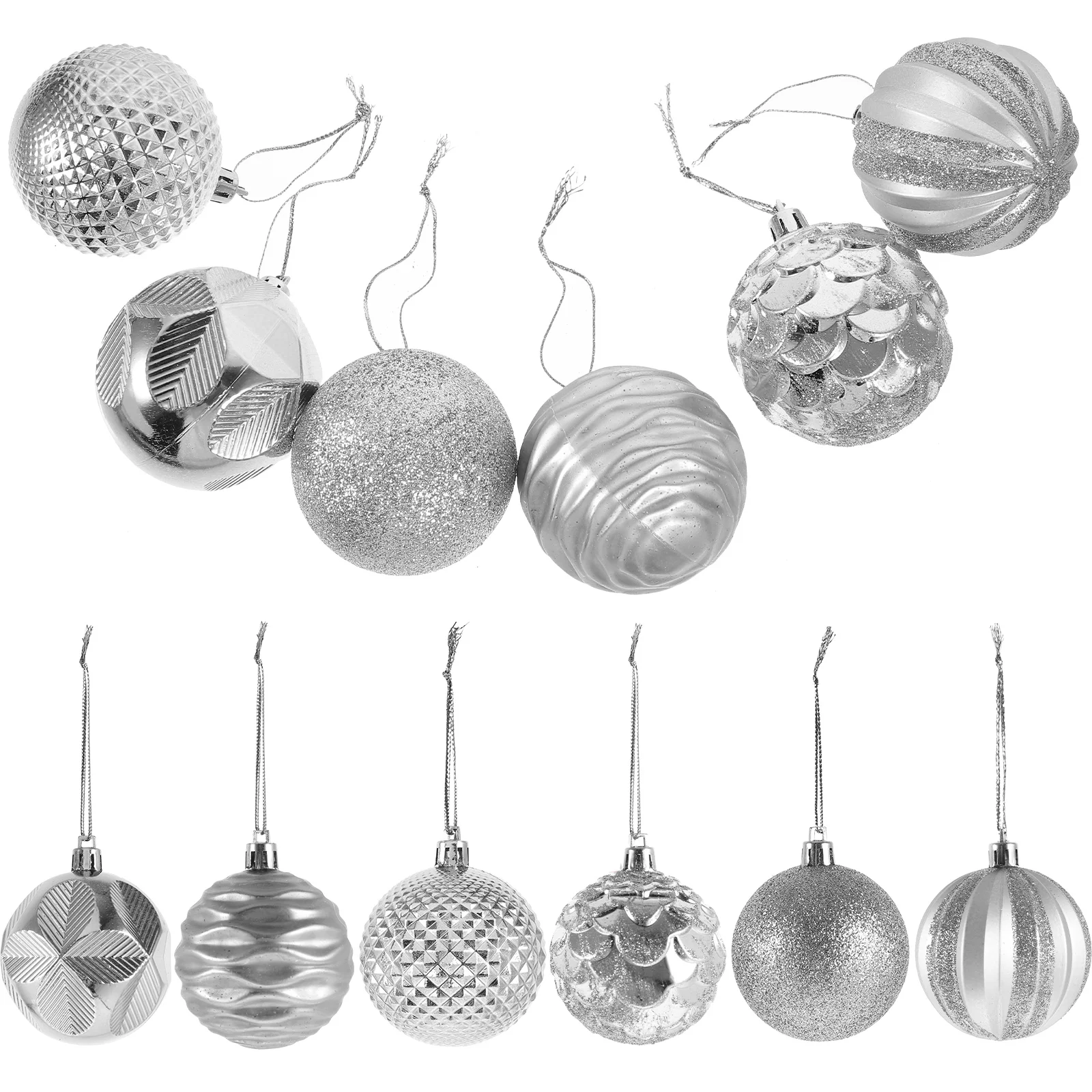 

12 Pcs Ball Ornaments Christmas Decorations Decorative Balls Hanging Xmas Tree Plastic Painted Party Supplies