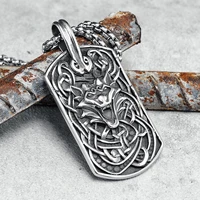 totem wolf pendant runes men necklace 316l stainless steel retro wild chain rock punk for friend male jewelry gift dropshipping