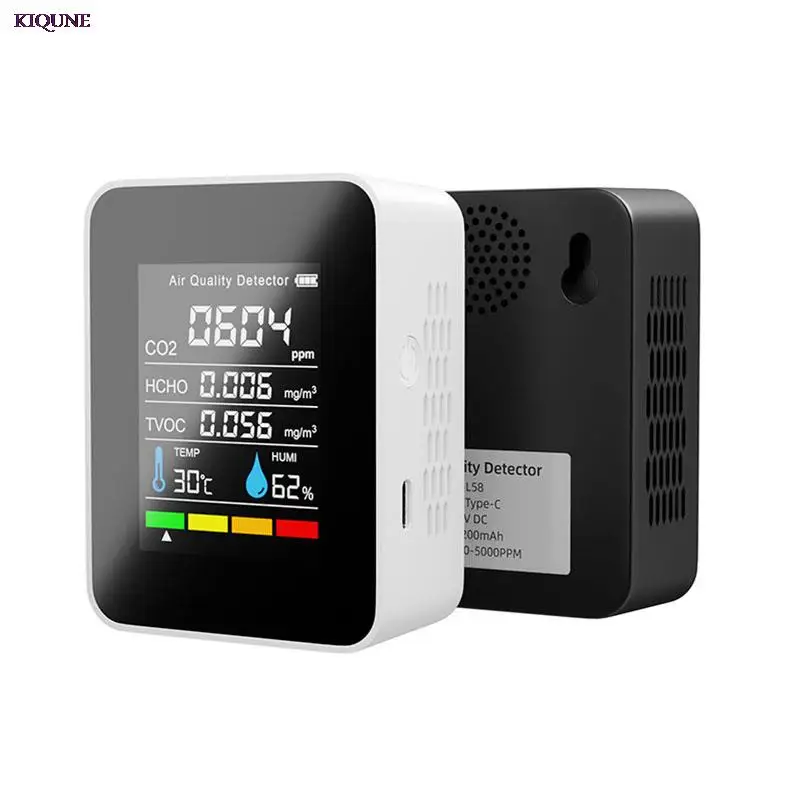 

Multifunctional 5in1 CO2 Meter Digital Temperature Humidity Tester Carbon Dioxide TVOC HCHO Detector Air Quality Monitor