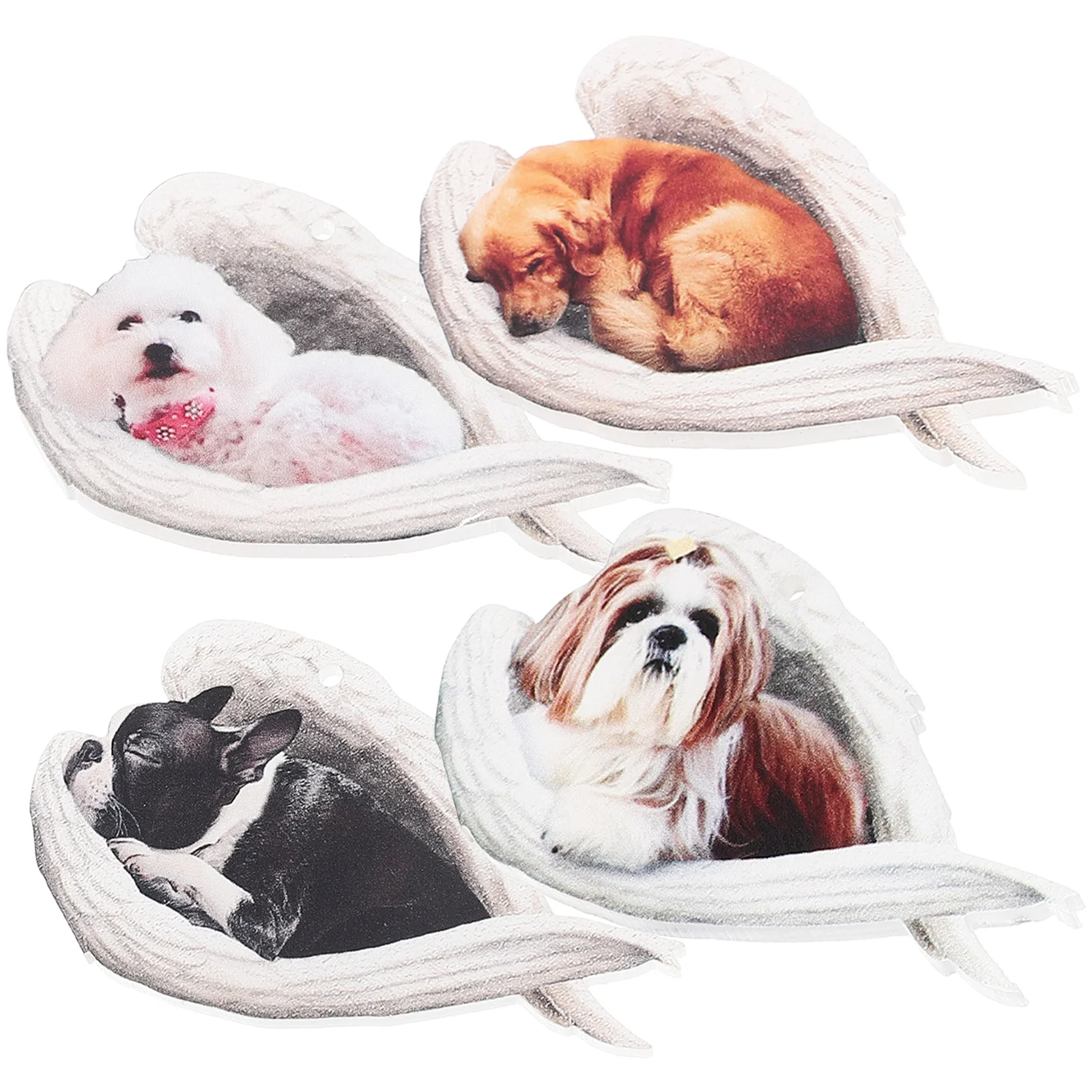 

4 Pcs Dog Pendants Backpack Decors Car Mirror Accessories Puppy Charm Bag Keychains Keys Decorative Decorate