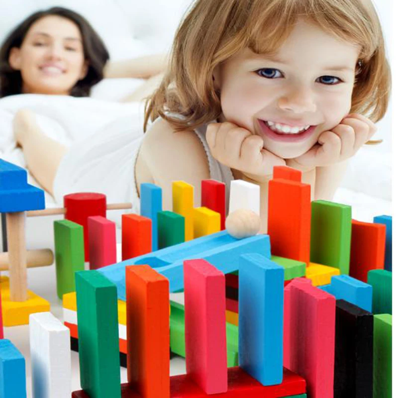 

120pcs/set Domino Toys Children Wooden Toys Colored Domino Blocks Kits Early Learning Dominoes Games Educational Children Toys