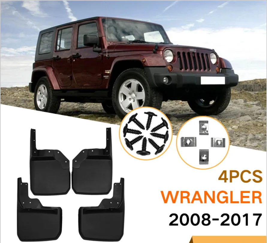 

Car Mudguards for Jeep Wrangler JL2008-2017 Car Fender Front Rear Splash Guards Mud Flaps for Jeep JL Wrangler Accessories