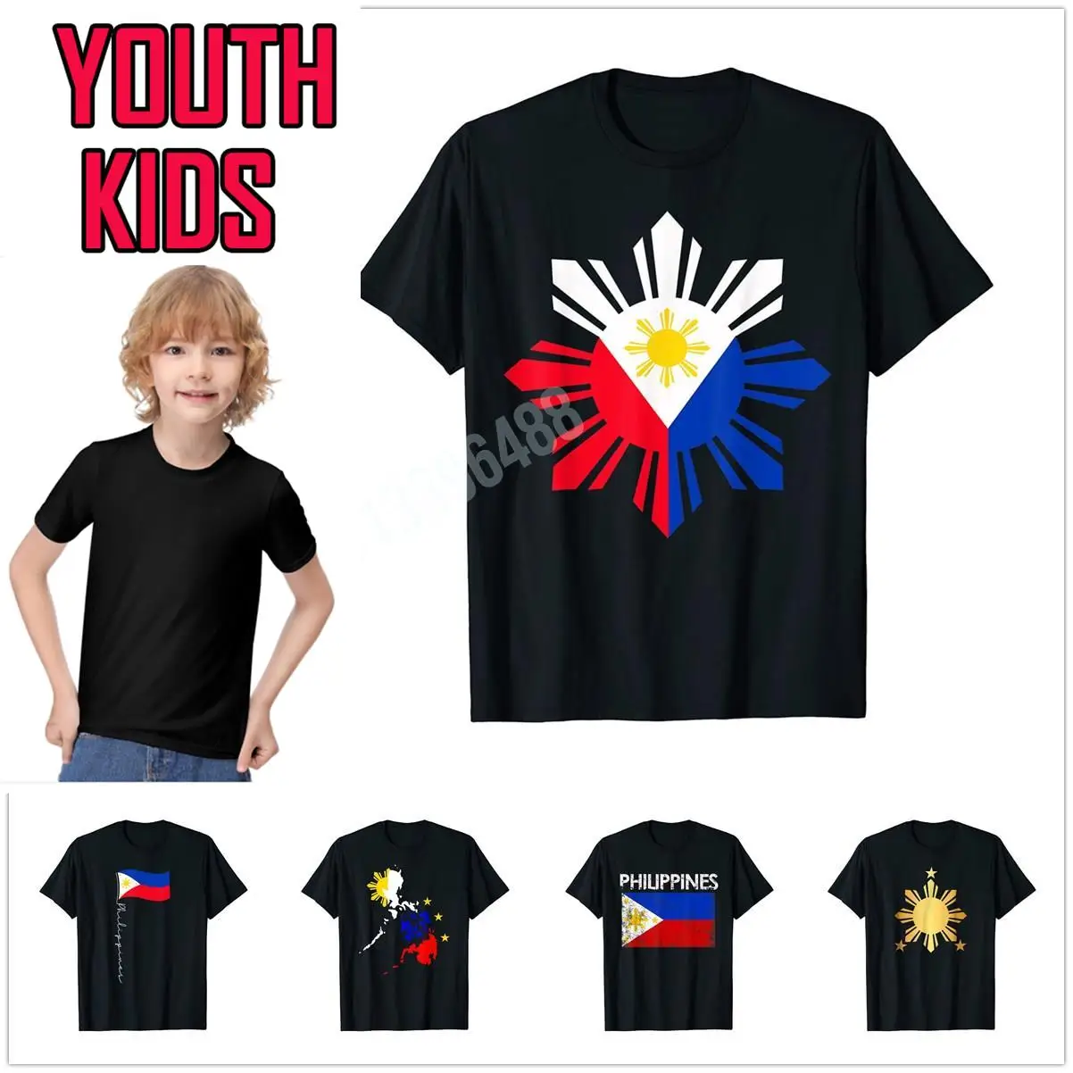 

More Design Youth Kids Philippine Pinoy Flag Filipino Pinoy Sun T-Shirt For Children T Shirt Tops Cotton Boy Girl Tee