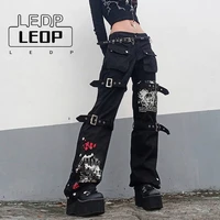 ledp y2k jeans techwear hippie baggy trousers academic dark clothes female goth punk black denim pantalones cargo pants women