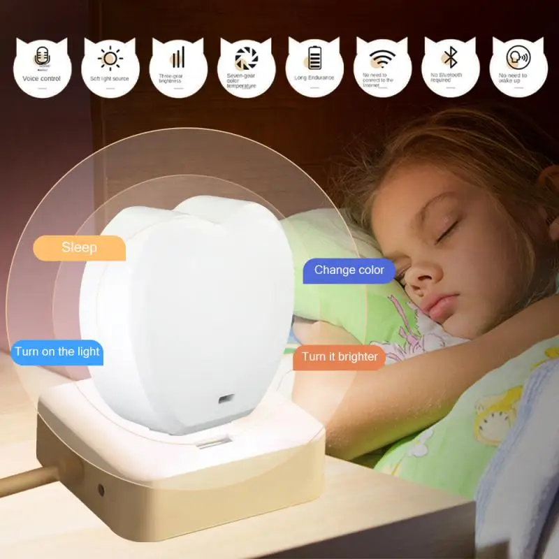 

Brightness Voice Small Night Light Room Decor Baby Nightlights Colorful Bedroom Bedside Lamps Voice Control Usb Atmosphere Light
