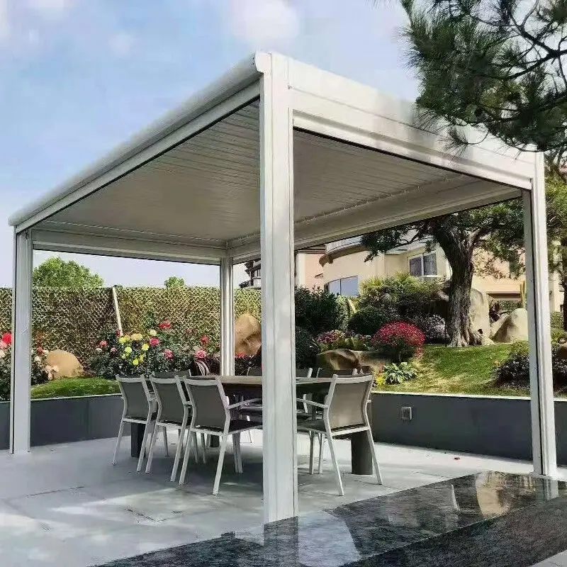 Низкая заводская цена 10 футов X 10 футов Моторизованный Регулируемый Водонепроницаемый солнцезащитный жалюзи алюминиевая беседка навес