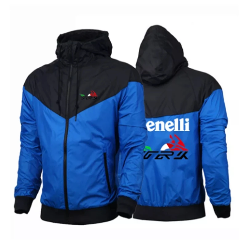 

2023 Men's BENELLI Printed Casual Hooded Bomber Jacket Spring Autumn Hip-hop Windbreaker Harajuku Style Sportswear Zipper Coats
