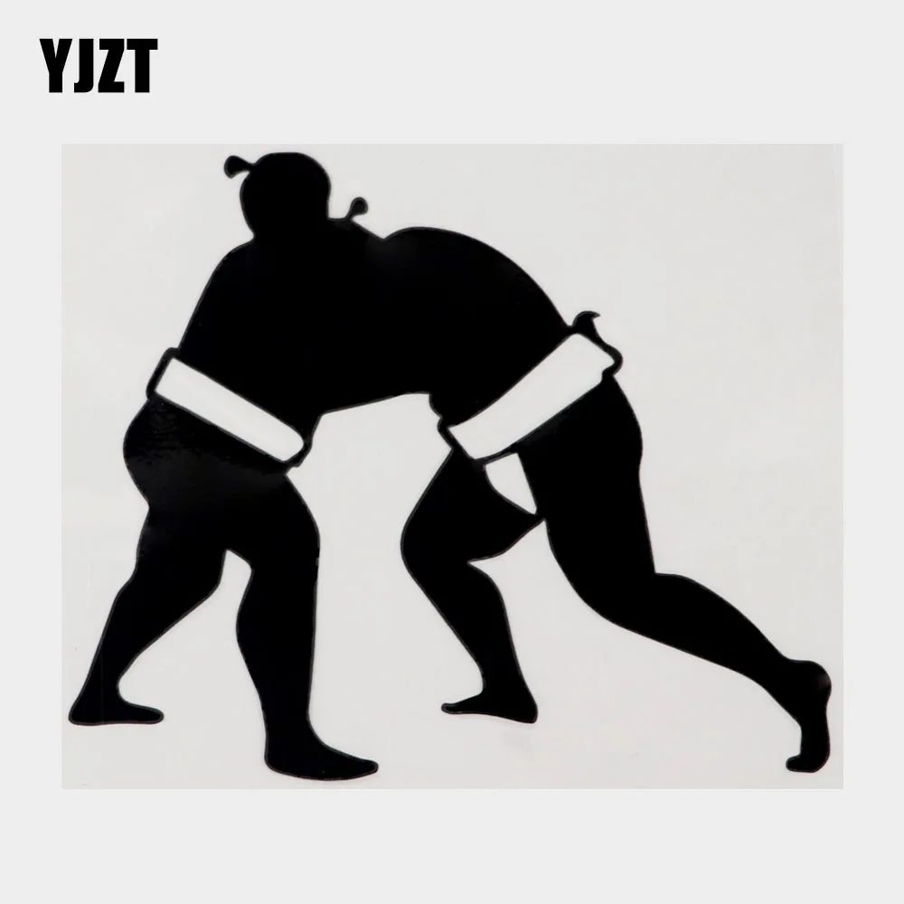

YJZT 14.7CM×12.2CM Sumo Wrestling Fight Silhouette Decal Black/Silver Car Sticker 8A-1352