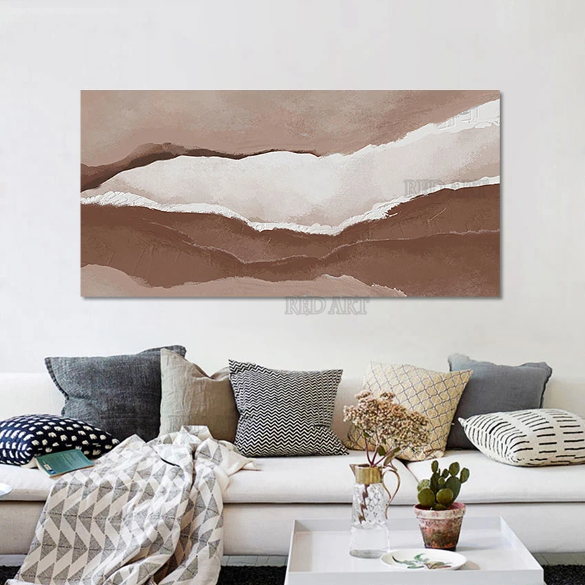 

Abstract Brown Color Canvas Luxury Wall Art Handmade Knife Oil Painting Home Showpieces Murals Art Picture For Living Room