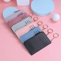 fashion women card package credit card id card holder keychain casual pu leather mini coin purse zipper wallet