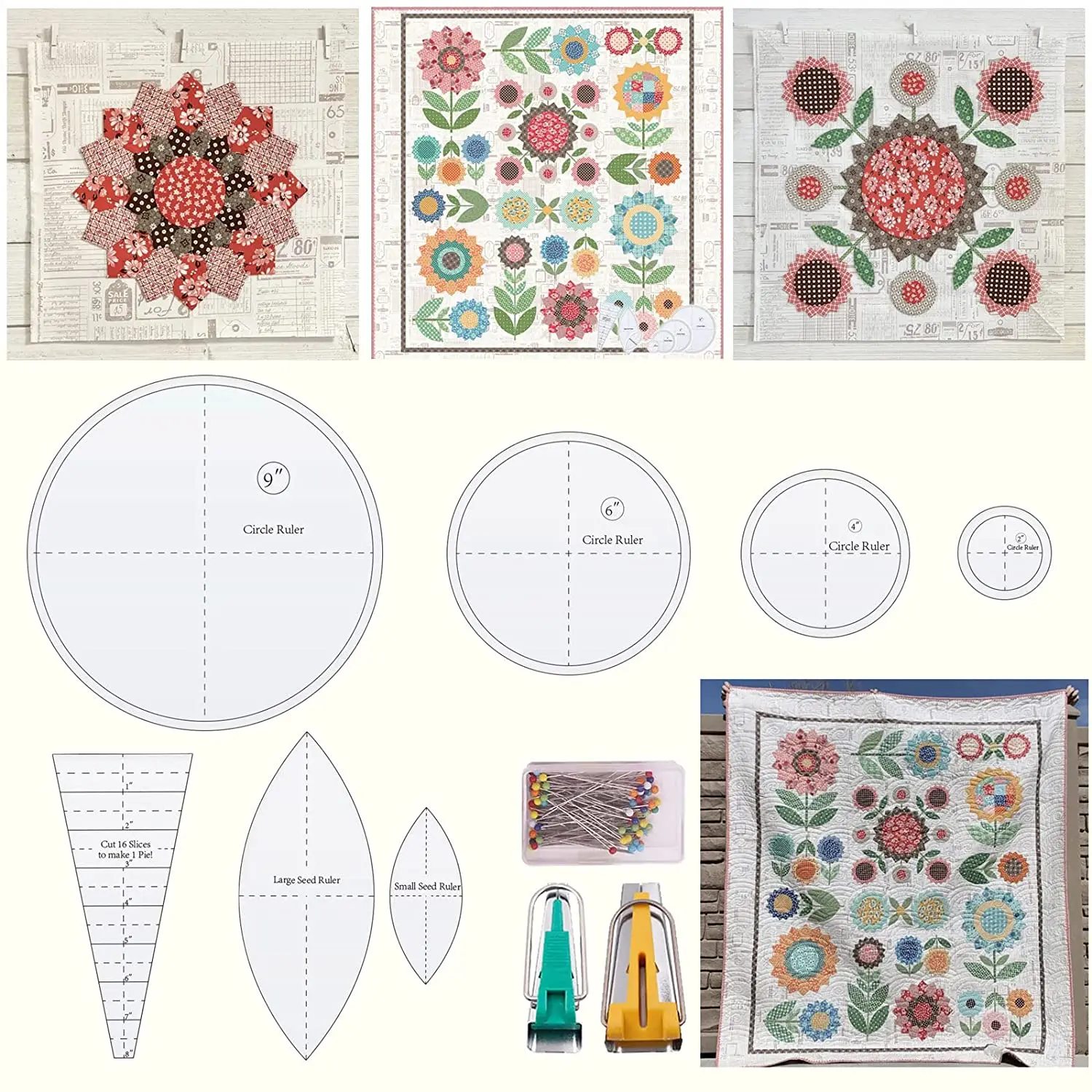

1Set Sunflower Quilt Template Sunflower Manual Ruler Circular Cutting Templates Acrylic Cutting Templates For DIY Fans