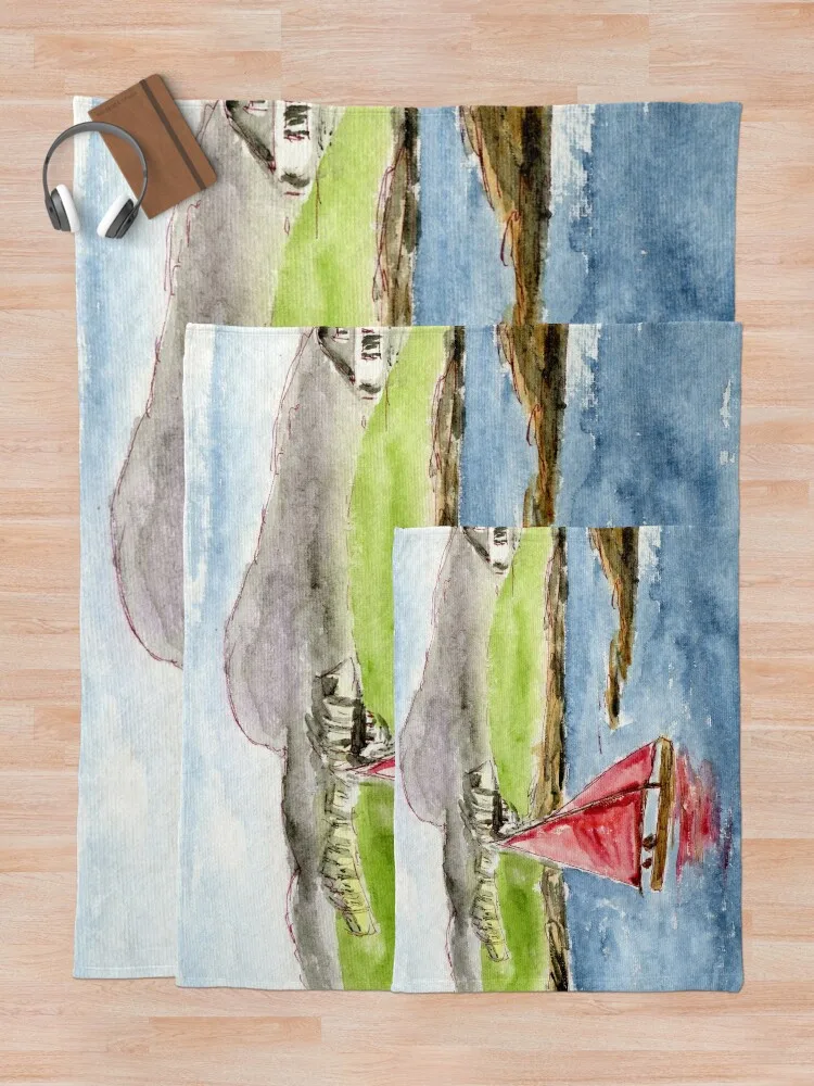 Тарардdur Bay Миф Парусная лодка Ynys Mon Anglesey North Wales Плед Диван Одеяло Тяжелый плед на