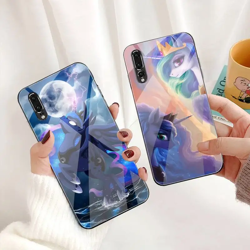 

Cute Cartoon My Little Pony Horse Phone Case Tempered Glass For Huawei P30 P20 P10 lite honor 7A 8X 9 10 mate 20 Pro